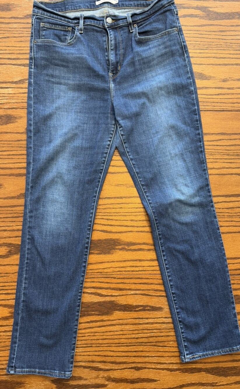 Levis Premium Jeans Womens 31x30 Blue 724 High Rise Straight Stretch Denim